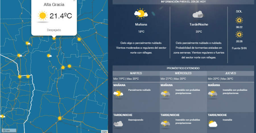Semana cálida e inestable para Alta Gracia pronostico ag - Semana cálida e inestable para Alta Gracia