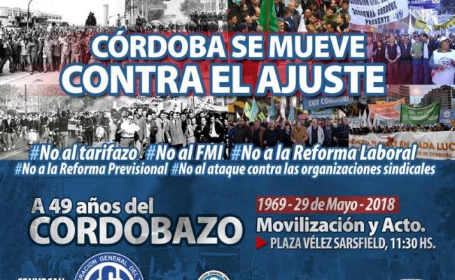 Cordobazo: centrales gremiales convocan a una marcha céntrica cordobazo 2018 - Cordobazo: centrales gremiales convocan a una marcha céntrica