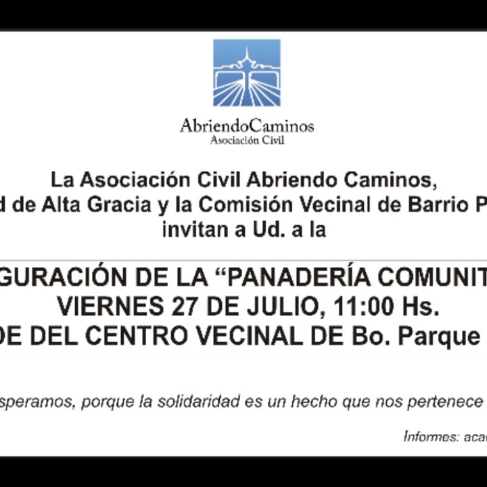 invitacion panaderia - Inauguran panadería comunitaria en barrio Parque San Juan