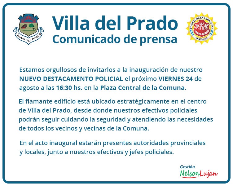 invitacion villa del prado - Villa del Prado: inauguran destacamento policial