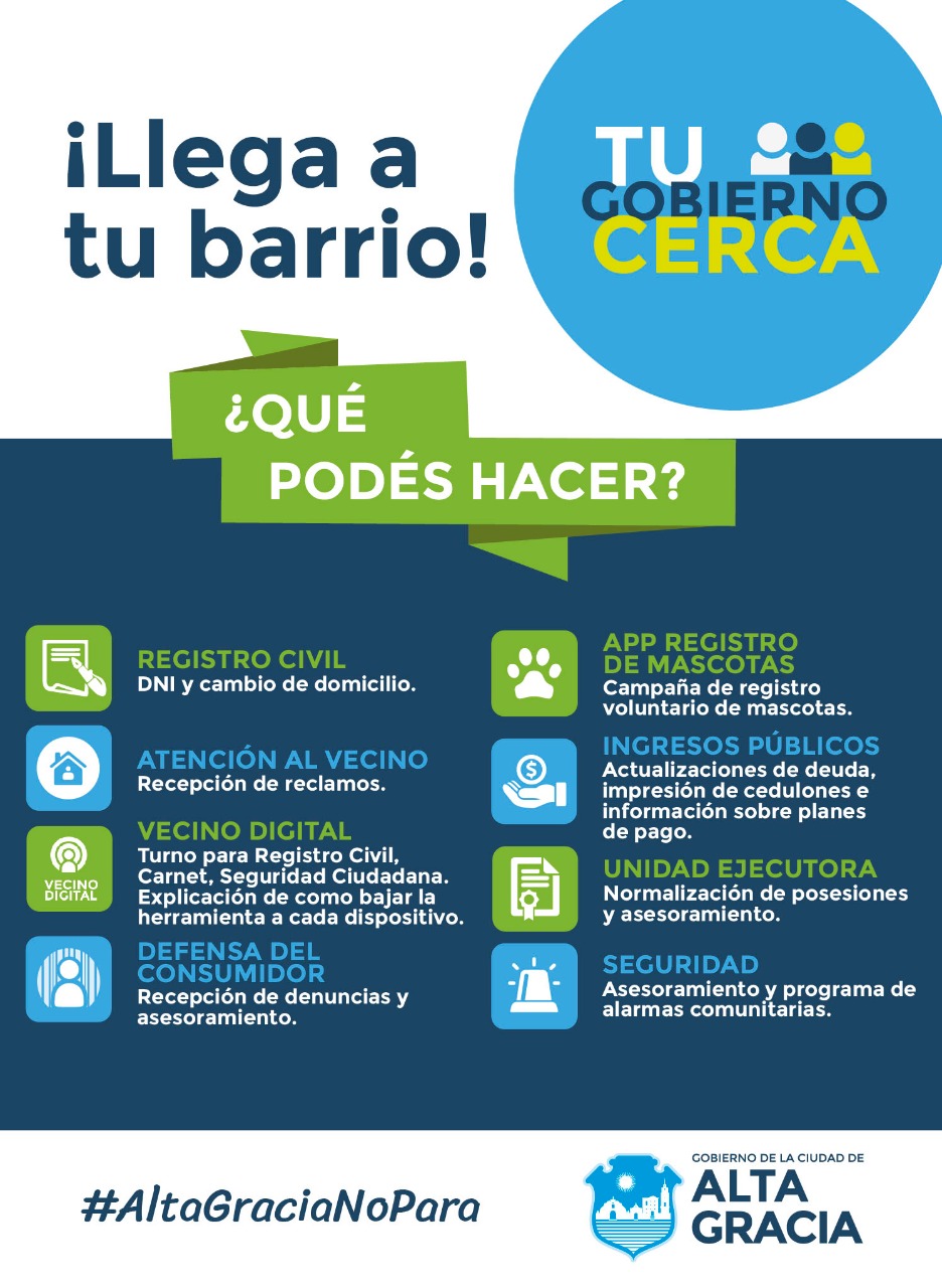tu gobierno cerca - "Tu Gobierno Cerca" hoy en barrio Paravachasca
