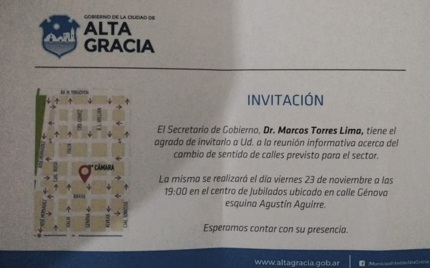 invitacion b camara E - Barrio Cámara: vecinos se reúnen con la municipalidad para determinar cambios de sentido en las calles