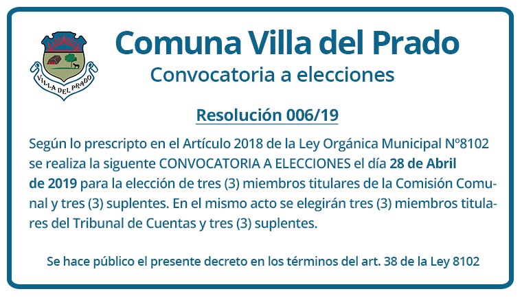 Cambio en las fechas de elecciones comunales elecciones comunales villa del prado - Cambio en las fechas de elecciones comunales