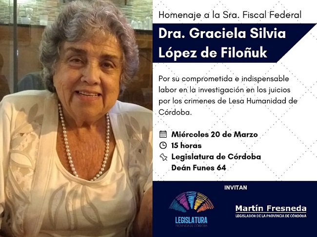 Realizarán un homenaje a la fiscal federal Graciela López de Filoñuk fiscal federal 1 - Realizarán un homenaje a la fiscal federal Graciela López de Filoñuk