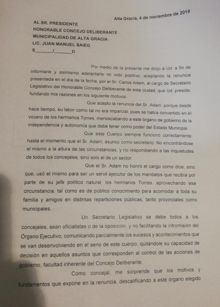 Ferrari acusa a Adam de ser "servil" a los intereses de "los hermanos Torres" carta ferrari 1 - Ferrari acusa a Adam de ser "servil" a los intereses de "los hermanos Torres"