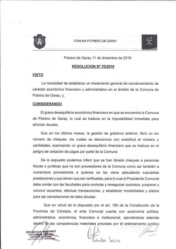 80630048 2985289161483181 3064215331812671488 n - La Comuna de Potrero de Garay se declara en emergencia económica