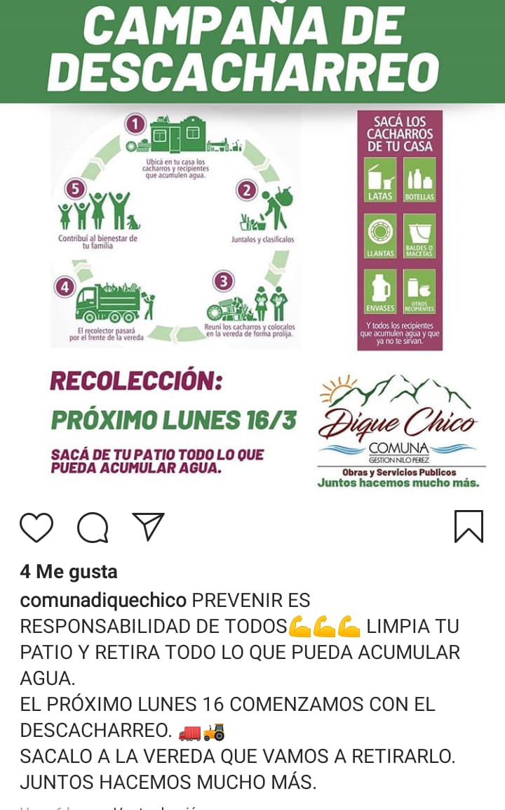Dique Chico: hoy comienza el descacharreo dique chico descacharreo - Dique Chico: hoy comienza el descacharreo