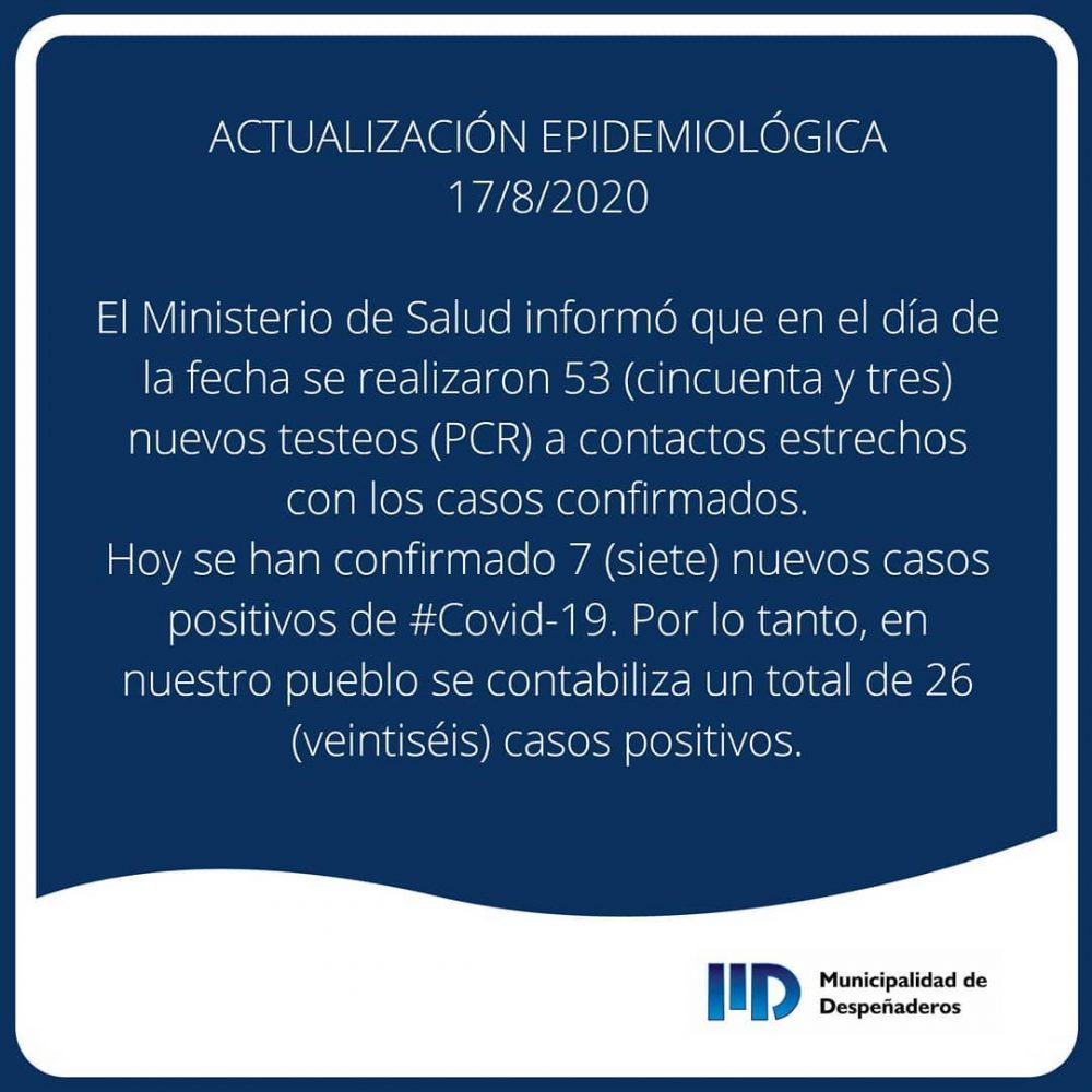 15 casos de covid19 en el Departamento Santa María despenaderos 17 8 - 15 casos de covid19 en el Departamento Santa María